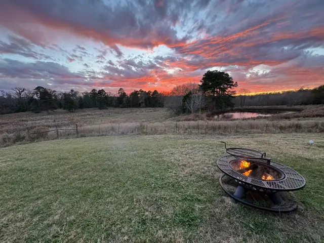 The fire pit on a winter evening